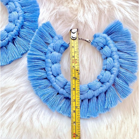 NEW:»HaNdMaDe BÖHÖ fLoWeR MaCrAmÉ»🏹BoHeMiAn EaRrInGs Fringe fRiNgNy hÖöpS - Picture 5 of 16
